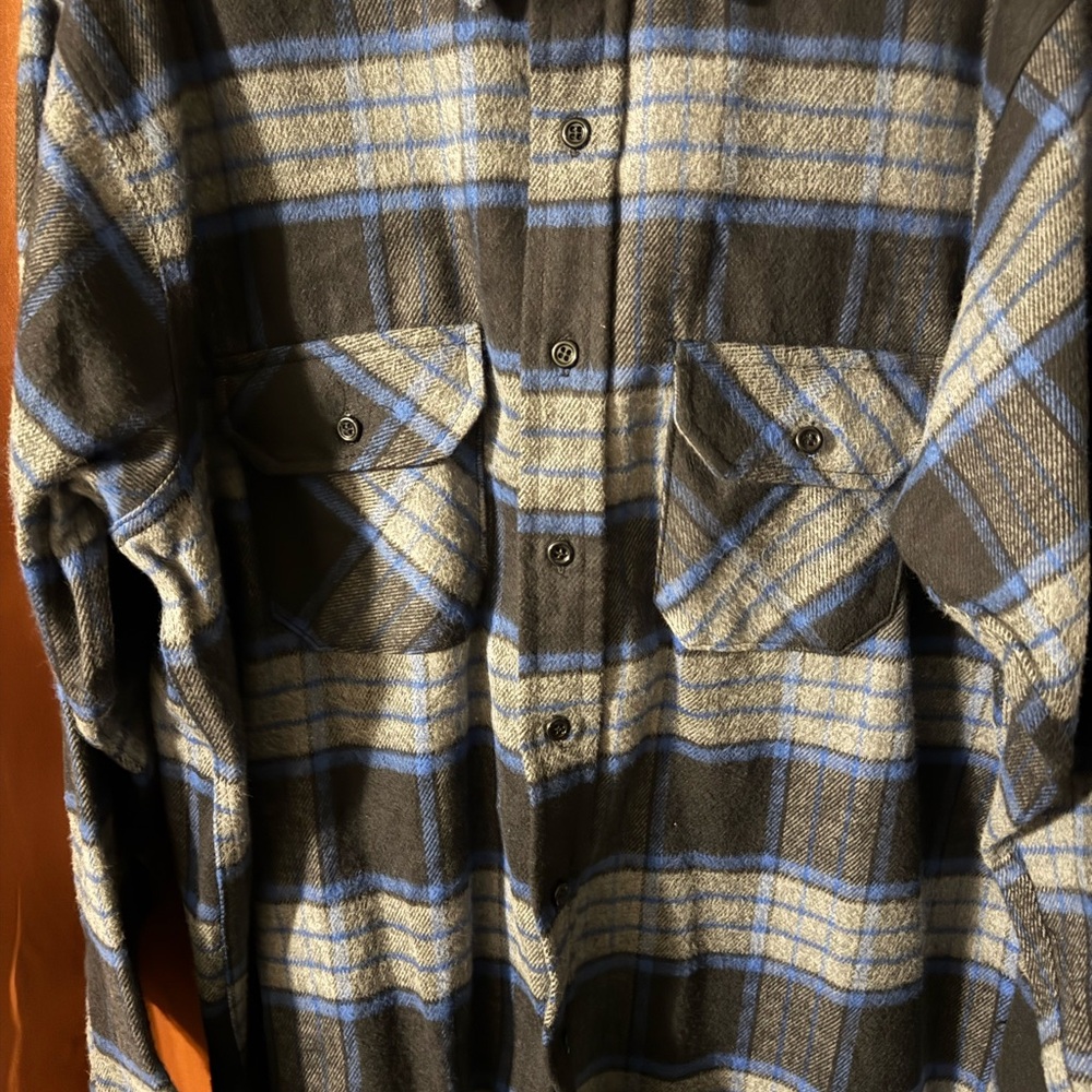 Men's Black and Blue Plaid Shirt Jacket